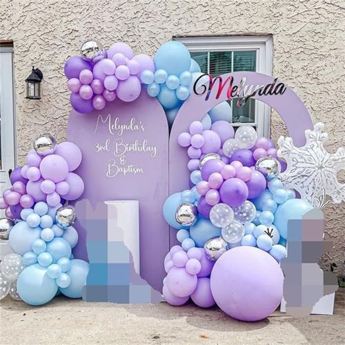 Image of Winter Wonderland Balloon Arch Garland Kit, Baby Blue Purple Balloons with Spike Star Snowflake Foil Balloons for Ice Wonderland Christmas Baby Shower Snow Princess Birthday Party Decorations Supplies