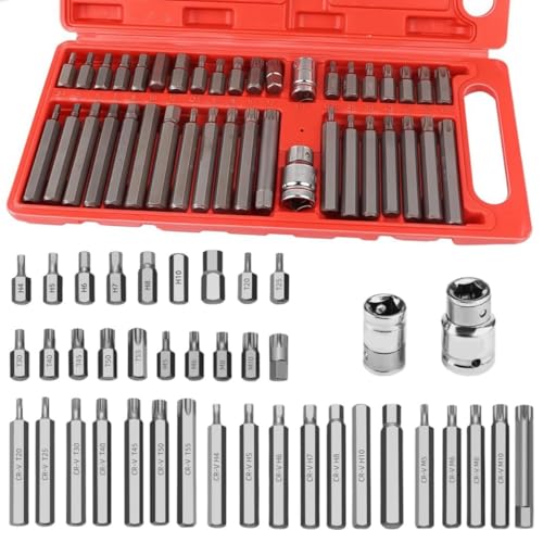 40 Pièces Hexagonal Douille Torx Kit, Professionnel Douille Torx Male avec Coffret, D'entraînement Adaptateur 3/8 1/2 Pouces, pour la Réparation Automobile