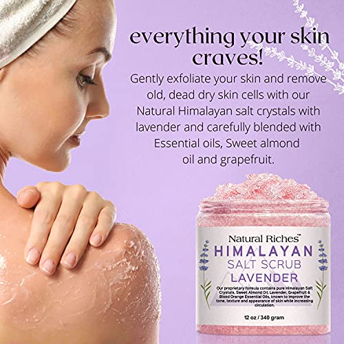 Natural Riches Pink Himalayan Salt Exfoliating Body Scrub With Lavender And Citrus Essential Oils Face Body & Foot Scrub Deep Cleansing Exfoliates Dead Skin - 12 Oz #TOP1