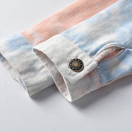 Meufam Toddler Baby Boy Girl Tie Dye Long Sleeve Denim Jacket Ripped Button Down Jean Jacket Coat Spring Fall Outerwear2
