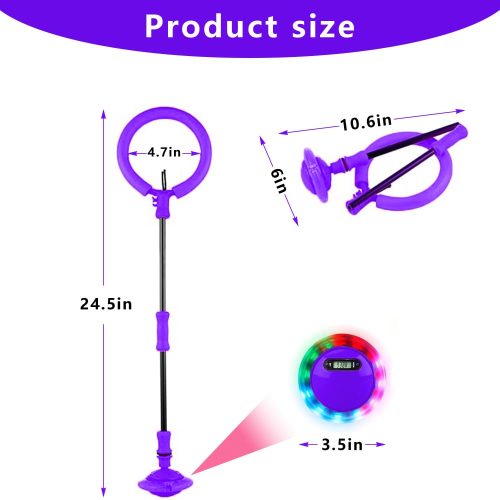Anyingkai Blinkender Springring Fußkreisel mit Zähler, Swing Wheel mit Lichtrad, Blinkender Sprungball,Faltbarer Ankle Skip Ball,Jumping Ball and Skipping Rope,Sport Sprung (Lila-B)
