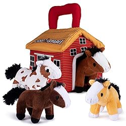 Talking Plush Creations Plush Horse Toys for Kids. Playset Includes Stable Carrier with 4 Cuddly Interactive Talking and…