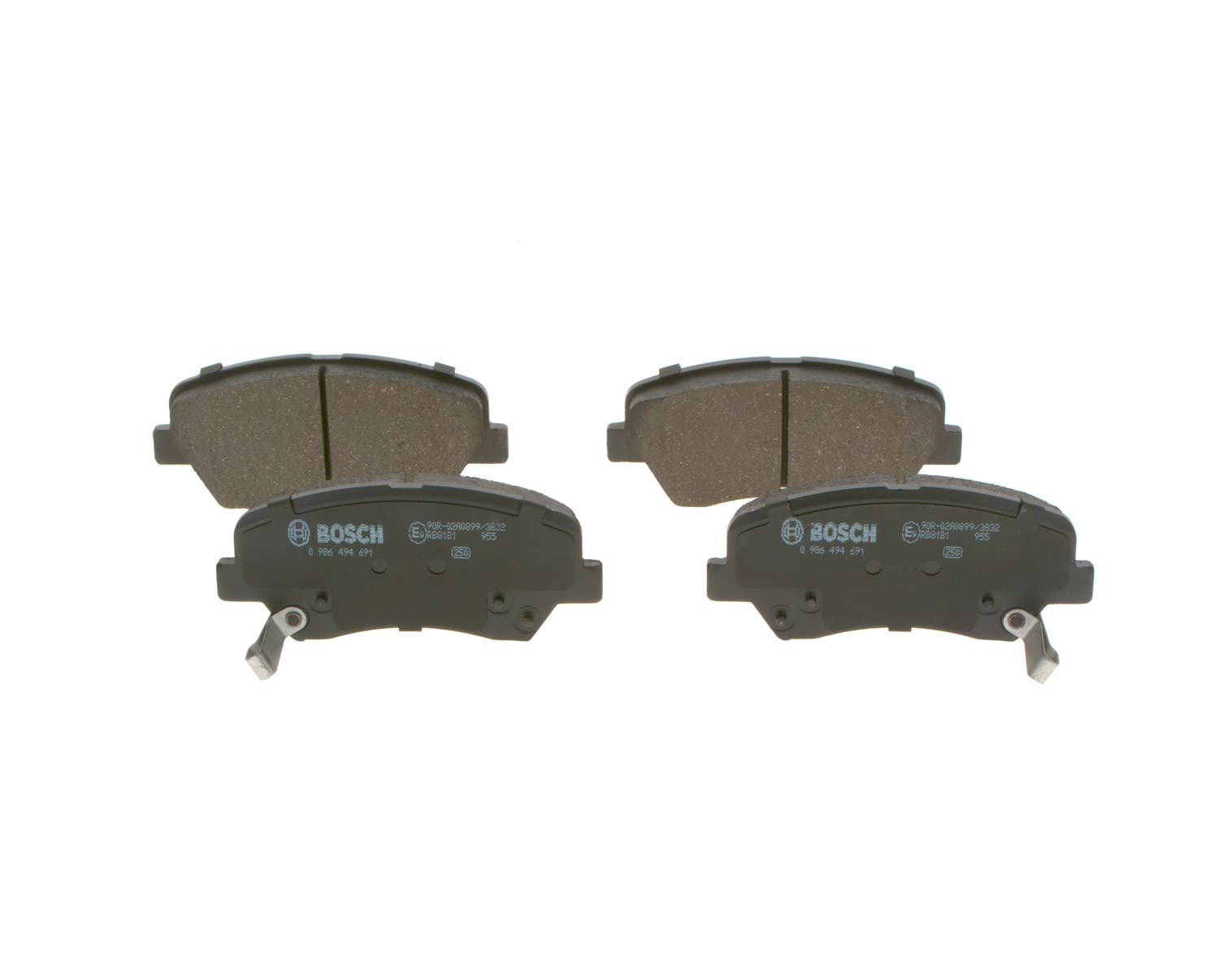 Bosch BP1686 - Pastiglie Freni Auto, Delantero - Calidad Bosch - Reducción de Ruido y Polvo - Certificación ECE-R90 - Sin Cobre - 1 Juego de 4 Pastillas