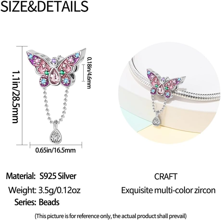 HappyStar 925 Sterling Silver Charm fits Pandora Bracelets Necklace,Pendants DIY Jewelry Gift For Women(With one Spacer Bead Charms) - Image 4