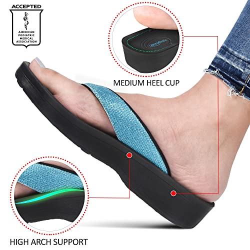 Image of AEROTHOTIC Comfy Arch Support flip flops for women Split Toe Stylish Cushioned Strap with non-slip footbed Walking Dressy Sandals Indoor and Outdoor