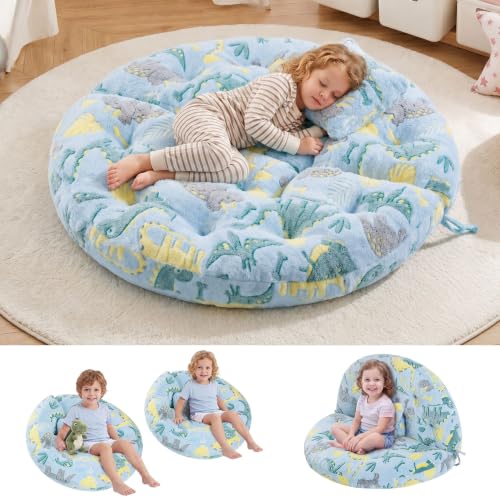 blue page Round Floor Cushions for Kids, 5-in-1 Kids Play Mat 5.9 in Thick