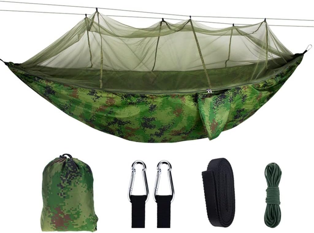 Outdoor Camping Garden Hammock with Mosquito Net Portable 2 Person Canopy Hanging Sleep Swing (Color : As Shown, Size : One Size)