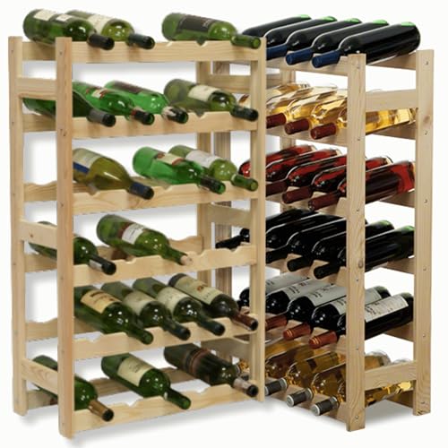 Modo24 – Botellero, Madera de Color Natural, Madera, Unbehandelt, 53 x 25 x 86 cm