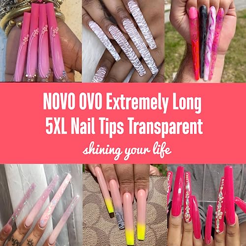 Ongles cercueil pour acrylique transparents faux ongles carrés effilés extra super longs 5XL - 6