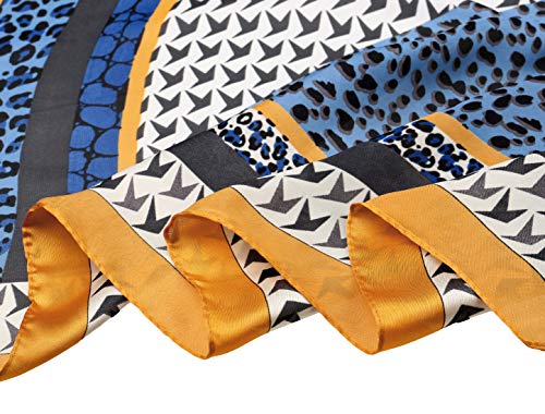 Allegra K 70cm Houndstooth Swallow Bird Leopard Print Square Scarf Kerchief Neckerchief Bandana4