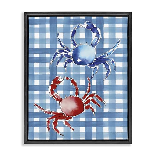 Coastal Crabs Plaid Nautical Charm, 25 x 31 Inch Canvas in Floater Frame