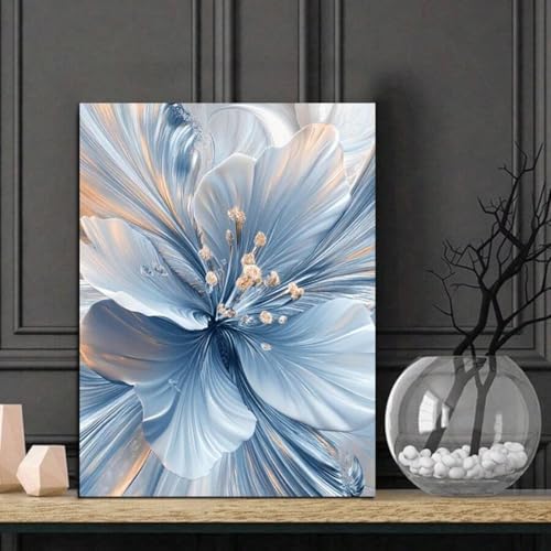 Peinture murale florale abstraite toile sans cadre déco salon - 2