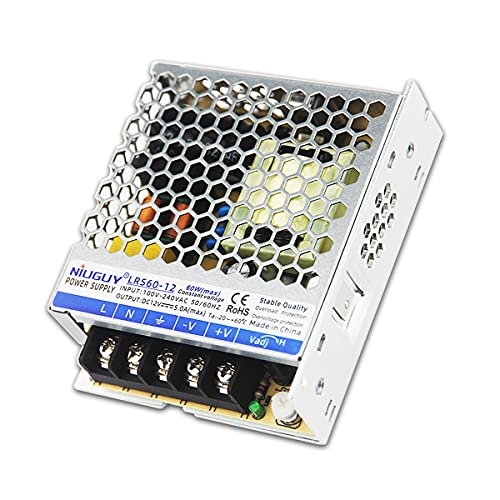 Upgrade Switching Converter,110V-240V AC to DC 12V 5amp 60W Power Supply, Universal Regulated NiuGuy Transformer Adapter Driver for LED Strip Lights, CCTV, Radio, Computer/DIY Project