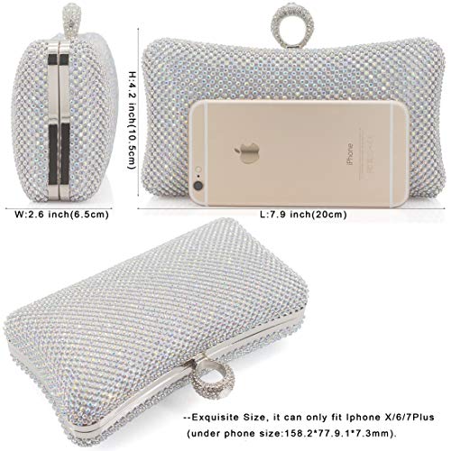 Image of Dexmay Rhinestone Clutch Purse with Crystal Clasp Evening Handbag for Bridal Wedding Party