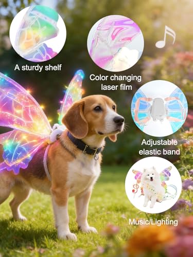 Alas Luminosas para Perros con Luces LED, Disfraz LED para Perros Medianos y Grandes miniatura 5
