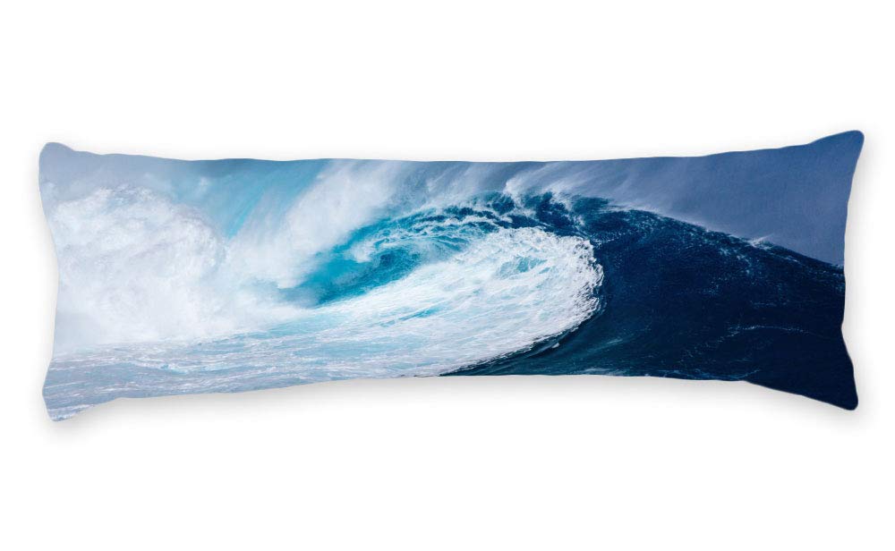 AILOVYO Pillow Cover Sea Wave Silky Shiny Satin Body Pillow Case Home Decor 20 x 54 Inch