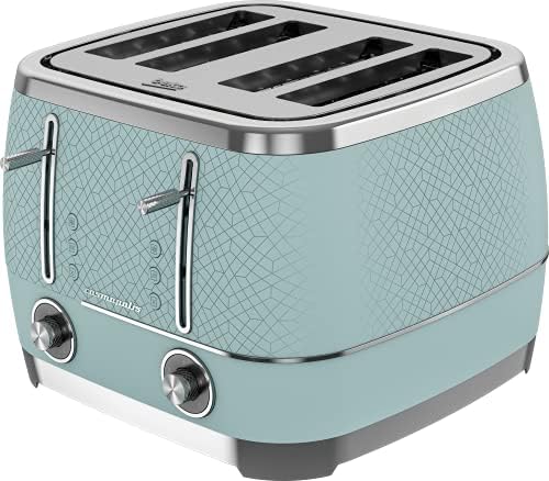 Beko Cosmopolis Toaster TAM8202W, Retro White Rose Gold Design, Extra Wide Slot 2-Slice Toaster, Includes Defrost, Reheat & Cancel Functions