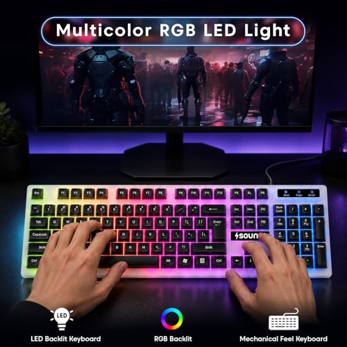 Image of Sounce Wired Keyboard & Mouse Combo, 104 Keys, 1600 DPI Mouse, LED