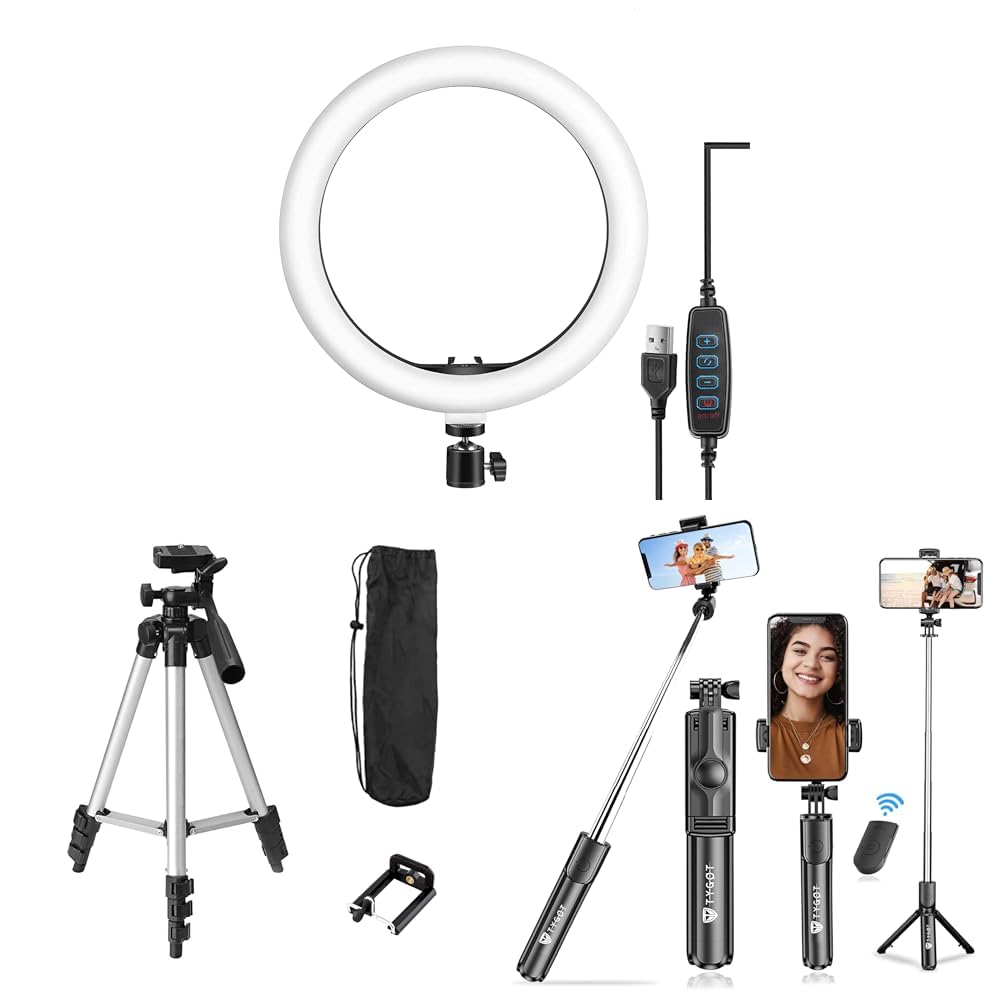 Tygot 10" Portable LED Ring Light with 3 Color Modes Dimmable Lighting | for YouTube | Photo-Shoot |-image-31