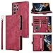 FunnyWin Samsung S23 Wallet case, Samsung S23 Flip Leather Credit Card Slots Zipper Pocket [Magnetic Closure] [Wrist Strap] [Stand] RFID Blocking Wallet Cards Holder for Man Woman Gift (Red)