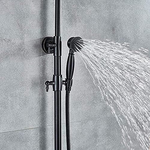 Robinet de douche complet avec douchette à main et colonne de douche noire - 7