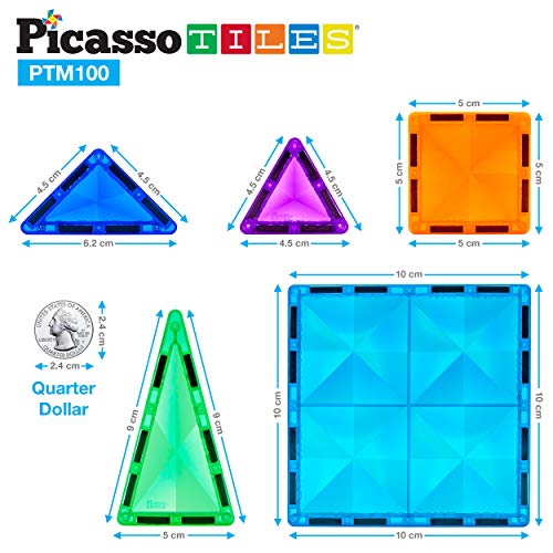 Picassotiles Magnetic Building Block Mini Diamond Toy_Building_Block Construction Set For Stem Educational Playset Kid Brain Development Stacking Blocks 100 Piece #TOP4