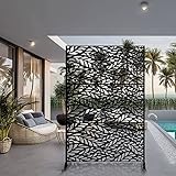 Patio Privacy Screen Balcony Decorative Screen Set with Stand, Outdoor Decor Privacy Fence Screen, Indoor Room Decorative Divider (Knit-Black)