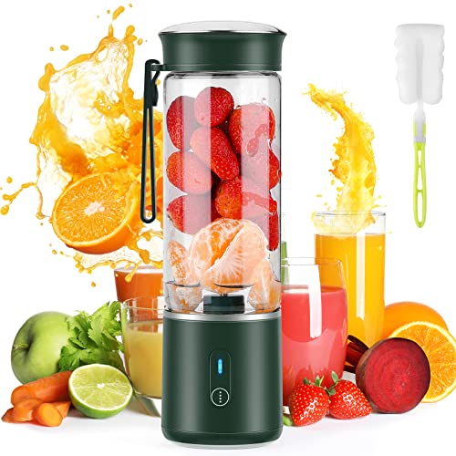 Portable Blender, Powerful Smoothie Blender With 7.4V Motor, 400Ml Personal Size Blender For Shake And Smoothie, Rechargeable Mini Blender With 6 Blades For Travel Kitchen Home（Green） #TOP7