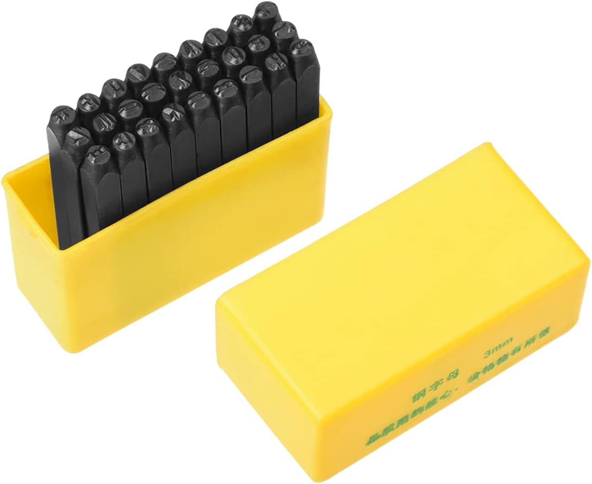 Auniwaig Letter Stamp Set Numbers (A-Z "&") 26 Letters Set Punch Wood Leather Steel Punch Tools For Imprinting Metal Plastic Wood Leather (4mm) Characters 1 Set