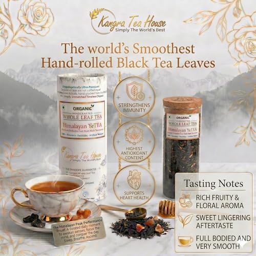 Image of Kangra Tea House Himalayan YeTEA (Combo Pack of 2 20g) Artisanal Orthodox Black Tea | GI Tagged & NPOP Organic Certified | Full Bodied First Flush | Handcrafted Luxury, 0 Bitterness | From Palampur, Himachal Pradesh