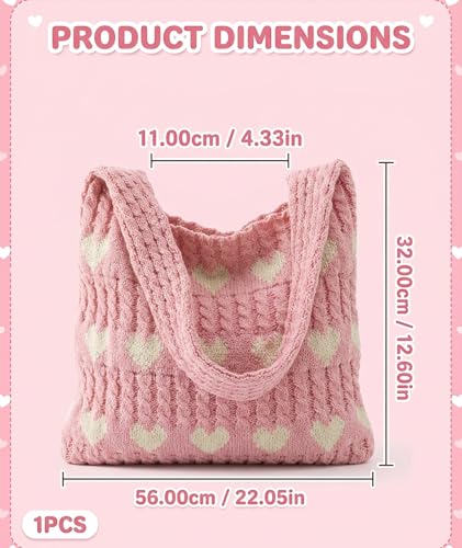 Image of Crochet Bag, Stylish Tote Bag for Women, Beach Bag for Daily Use and Travel, Pink Woven Openwork Design, Perfect for College Girls and Fashion Enthusiasts