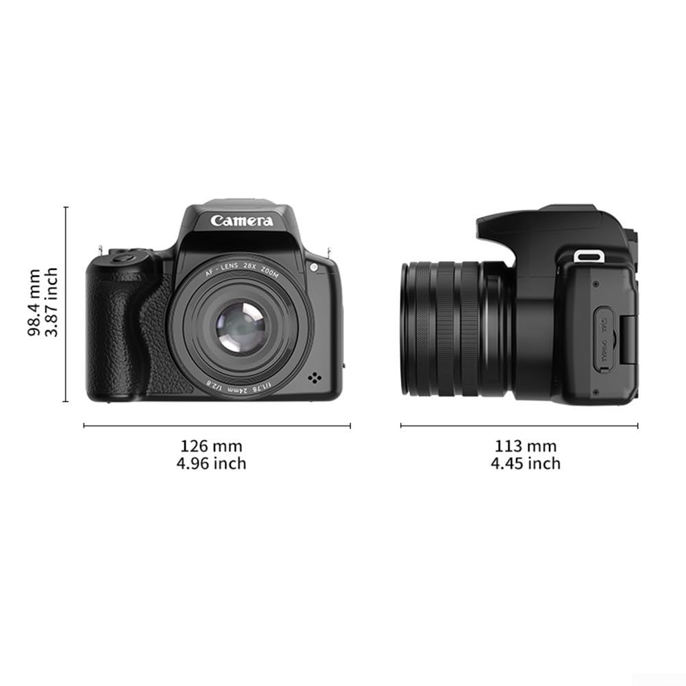 Fotocamera digitale 4K da 68 MP, zoom 28x, fotocamera compatta per vlogging per principianti, studenti, vacanze, colore nero