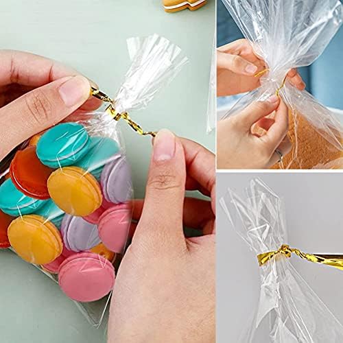 120Pcs Clear OPP Bags, 8 x 12 cm Clear Cellophane Bags with Twist Ties for Bakery, Popcorn, Cookies, Candies, Dessert, Gift Packing bags