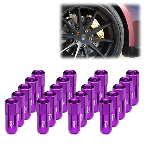 Image of EZAUTO WRAP Purple 20 PCS M12x1.25 Lug Nuts 60mm Extended Tuner Aluminum Wheels Rims Cap WN02