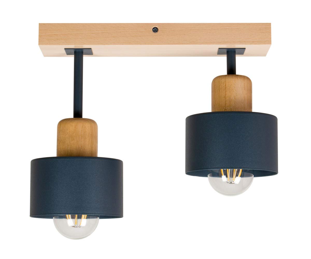 Lampada A Sospensione 2 Luci Lampada Da Soffitto LED Lampadario In Legno E Metallo Compatibile Con E27 Per Soggiorno Camera Da Letto Cucina AN30x7BU