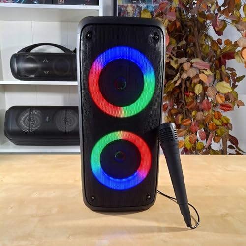 Media-Tech FUNBOX BT MT3181 Karaoké Enceinte Bluetooth Portable avec Microphone Bluetooth 40 W RMS, Prend en Charge Les Cartes Micro SD, éclairage Couleur RVB – vue 6