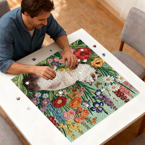Puzzle for Adults 1024 Pieces,Flowers Floral Garden Cat Jigsaw Puzzle - image 7