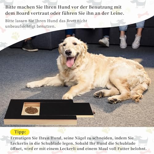 Kratzbrett für Hunde mit Leckerlibox 35x25x3cm, Scratch Pad für Nägel, Stressfreies Haustier Nagelfeilenbrett, Alternative Krallenschleifer für Hunde Nagelpflege