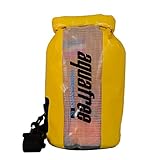Aquafree アウトドア防水バッグ 6L イエロー 密封防水 円筒型 透明グリッド素材
