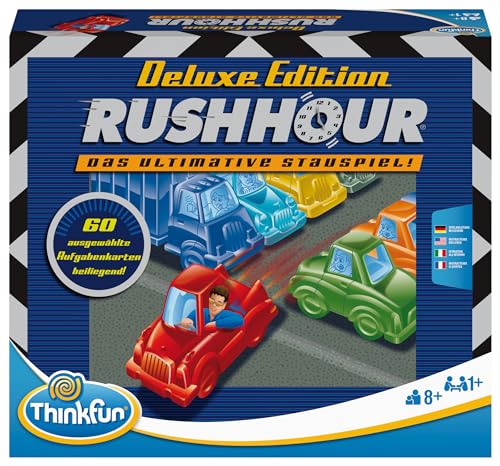 ThinkFun 76440 - Rush Hour - Das bekannte Stau-Spiel in der Deluxe Edition mit Fahrzeugen in Metalloptik, Logikspiel für Erwachsene und Kinder ab 8 Jahren
