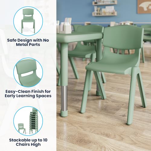 Image of Flash Furniture Stackable Plastic School Chair, Sage, Set of 2