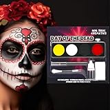 Peinture pour le visage et le corps noire blanche rouge jaune, kit de peinture pour le vis...