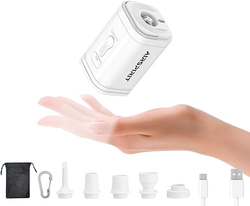 Mini bomba de aire eléctrica portátil para inflables, luz de campamento (SOS), 5 boquillas universales, clip de mosquetón, recargable de 2400 mAh, disponible en Yaxa Costa Rica