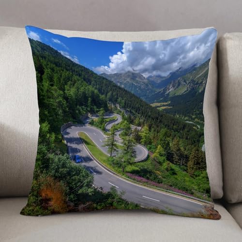LEZUAHSH Kissenbezüge Couchkissen Modern Kuschelig Dekokissen Kissenhülle Sofakissen Zierkissen Wohnzimmer Bett,Outdoor, natürliche Aussicht auf den Malojapass. Alpen Schweiz Europa,40x40cm LEZUAHSH Kissenbezüge Couchkissen Modern Kuschelig Dekokissen Kissenhülle Sofakissen Zierkissen Wohnzimmer Bett,Outdoor, natürliche Aussicht auf den Malojapass. Alpen Schweiz Europa,40x40cm