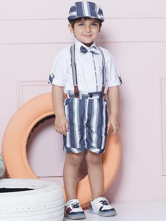 Image of AJ DEZINES Kids Casual Wear Clothing Cotton Shirt Short Set For Boys