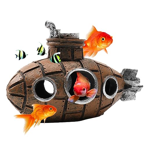 HyzaPhix U-Boot Aquarium Deko - Verspieltes U-Boot Ornament Als Versteck Für Fische & Garnelen