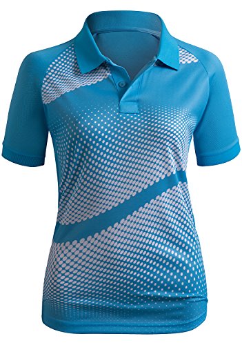Clovery Breathable Functional Coolmax Fabric Short Sleeve Casual Polo Aqua Large #TOP1