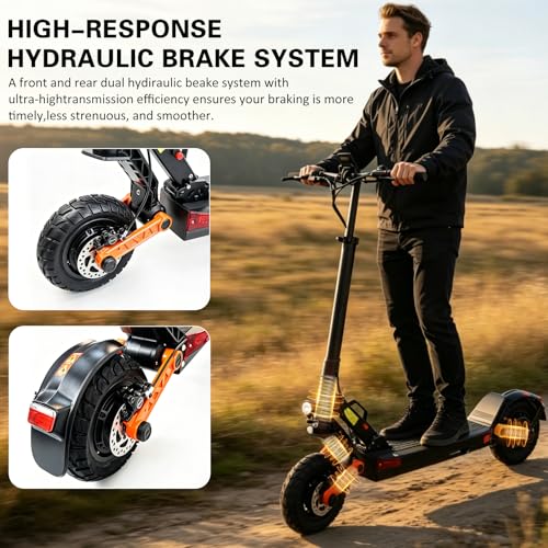 Image of Off Road Electric Scooter for Adults - 2500W Dual Motor Up to 40 MPH Folding E Scooter 46 Miles Long Range, 60V18AH Battery Heavy Duty 365lbs,10 inch Tires Dual Hydraulic Brakes Electric Scooter for Teens