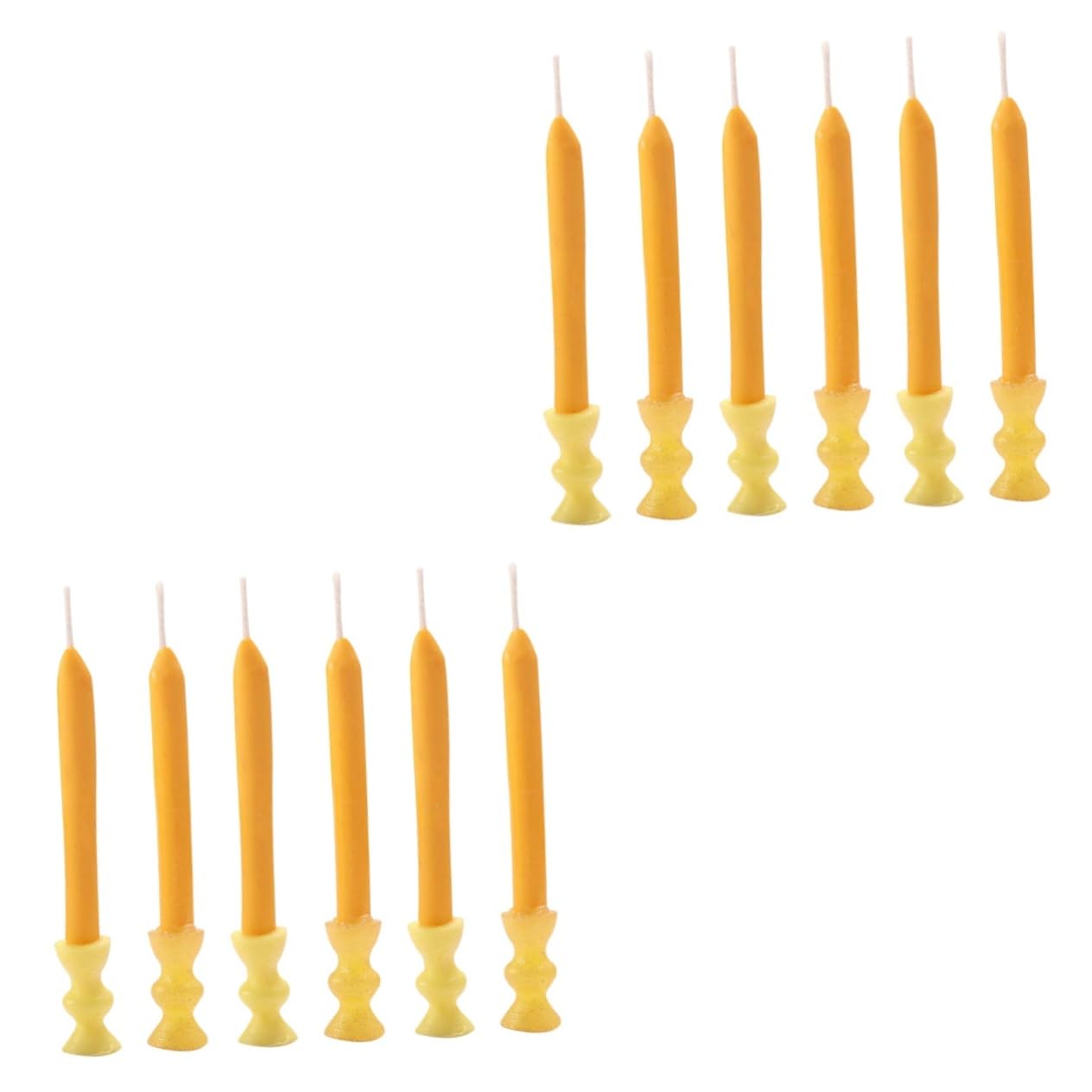 Garneck 12 Sets Miniature Decor Buddha Worship Candles Fake Worship Candlesticks Smooth Surface for Boys and Girls