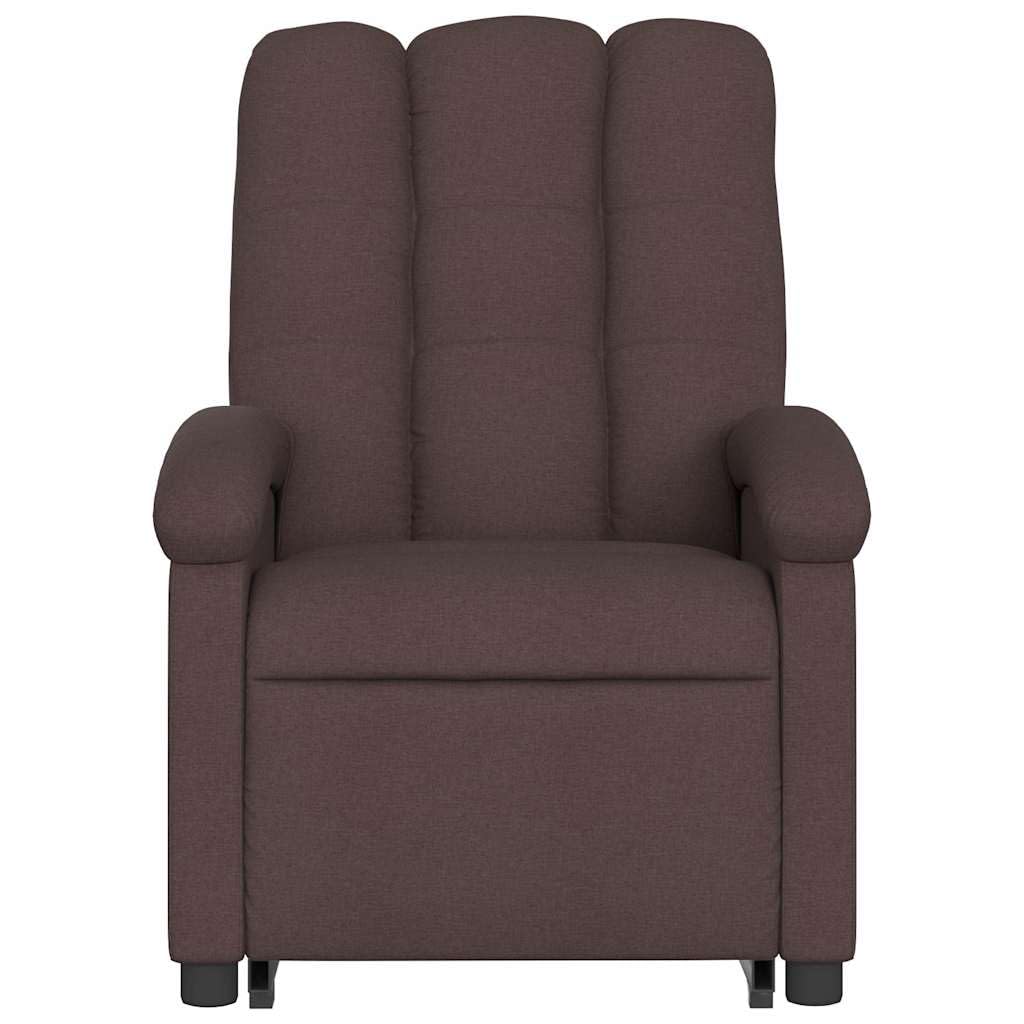 Sillón elevador eléctrico reclinable con 6 puntos de vibración, tejido marrón oscuro, función elevación e inclinación 135°, marco estable, cómodo